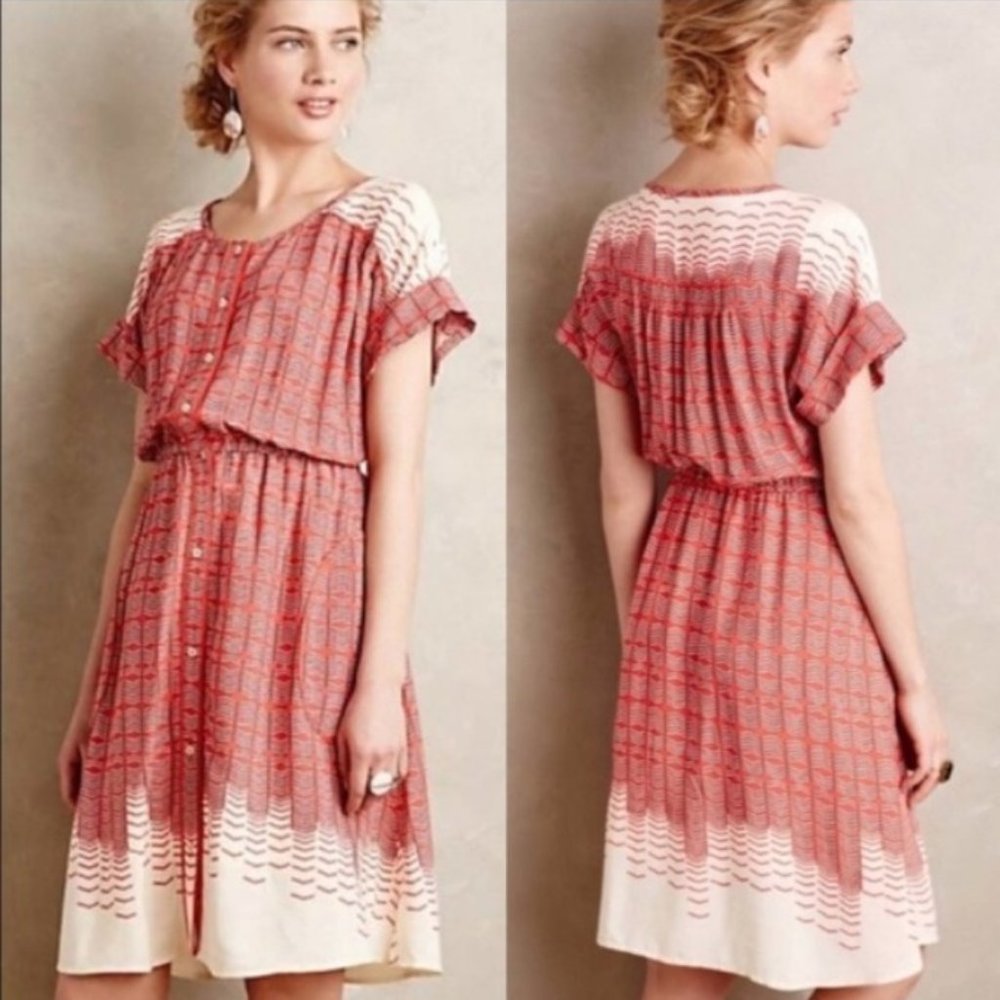 MAEVE Veronica Button Front Geo Dress